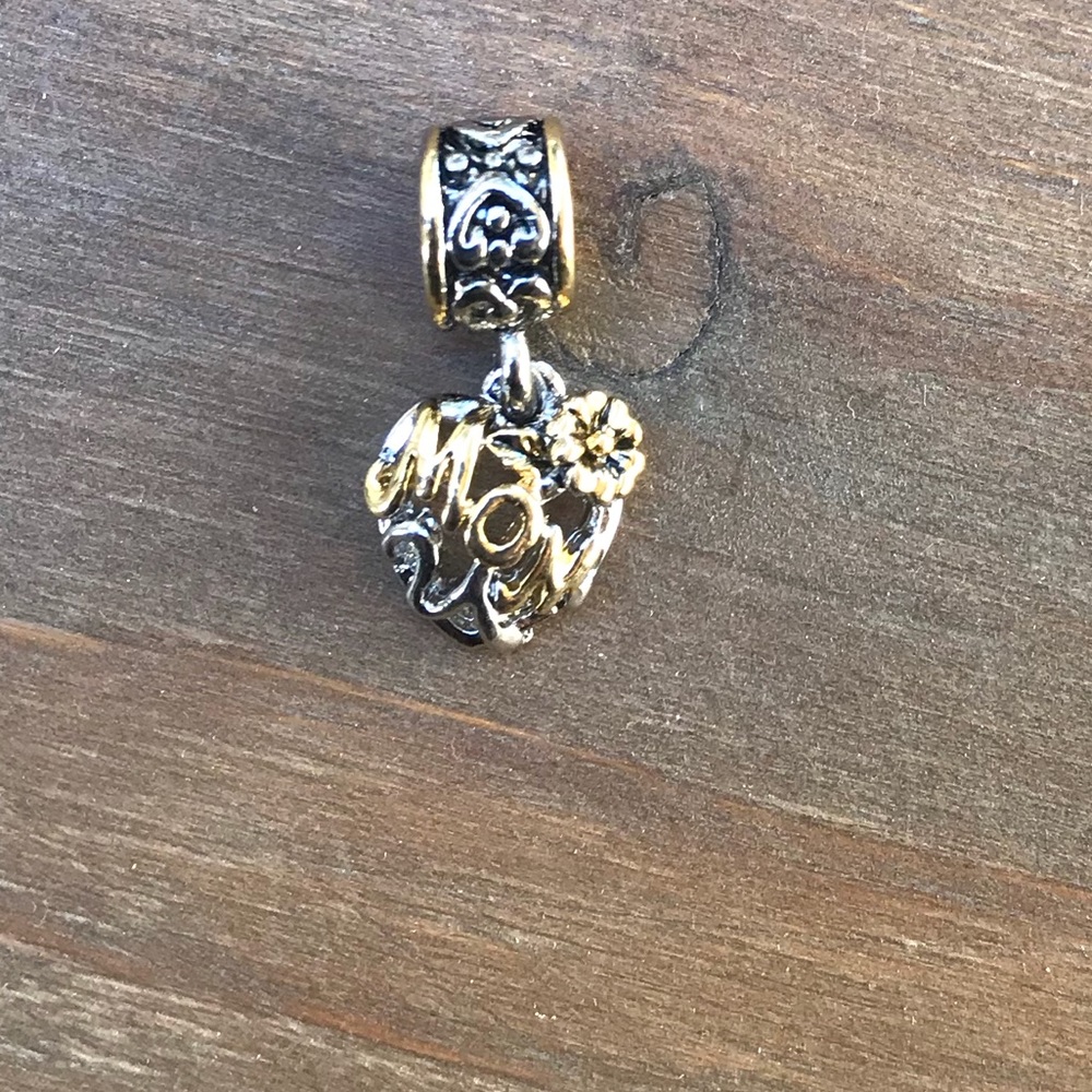 Mom white gold charm